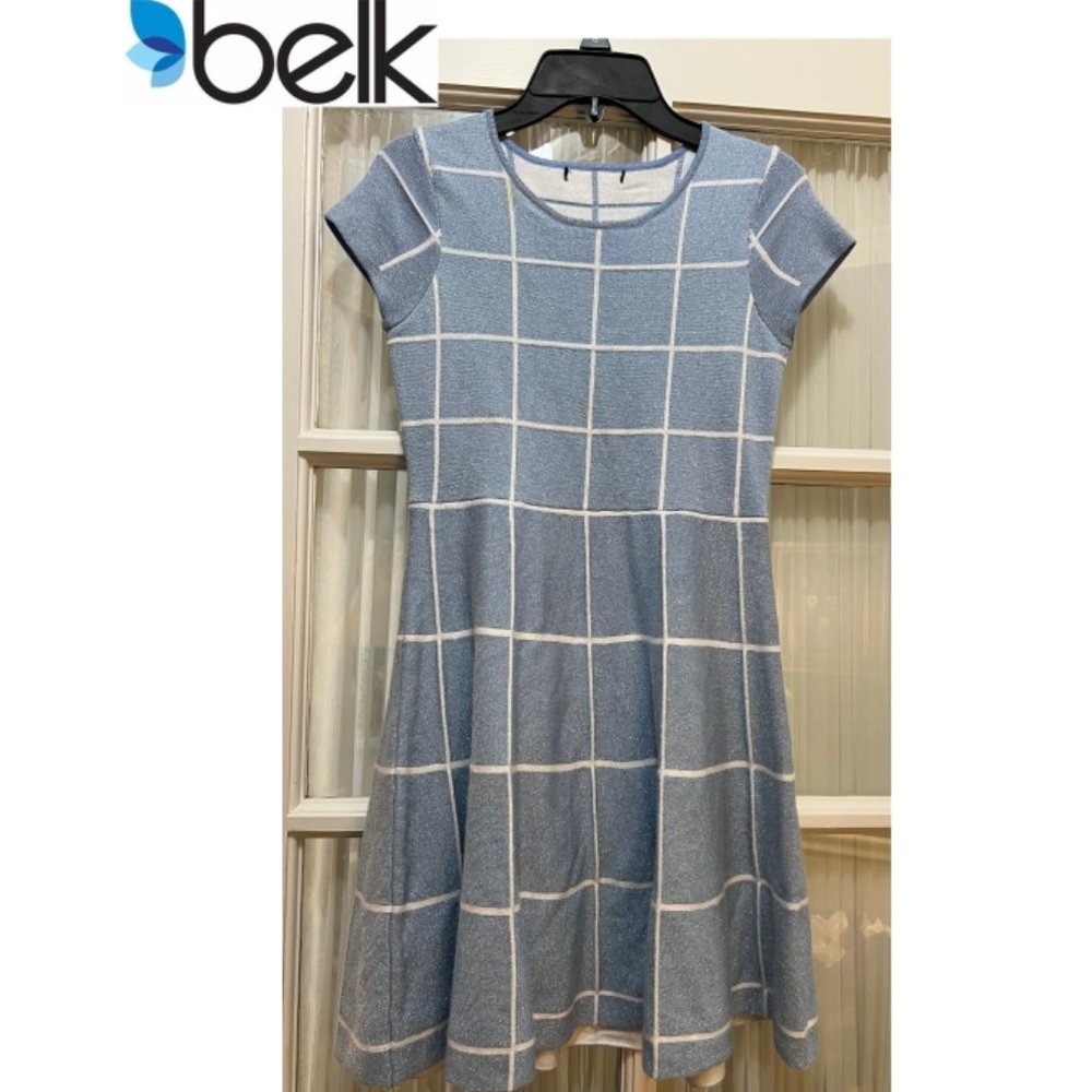 Belk medium-blue dress; cap sleeves; girls' size L